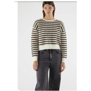 Compania Fantastica Short Cream & Black Striped knit Sweater size Large